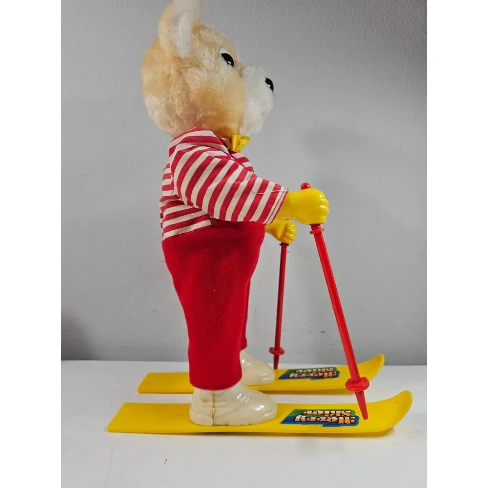 Vintage Merry Skier Animated Skiing Bear Plays‎ Music With Box - As Is  - Read